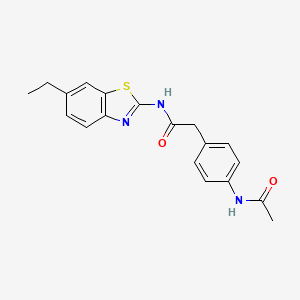 molecular formula C19H19N3O2S B7462851 2-(4-acetamidophenyl)-N-(6-ethyl-1,3-benzothiazol-2-yl)acetamide 
