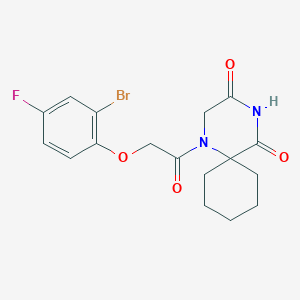 molecular formula C17H18BrFN2O4 B7462856 1-[2-(2-Bromo-4-fluorophenoxy)acetyl]-1,4-diazaspiro[5.5]undecane-3,5-dione 