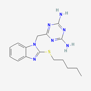 molecular formula C16H21N7S B7462859 6-[(2-Pentylsulfanylbenzimidazol-1-yl)methyl]-1,3,5-triazine-2,4-diamine 