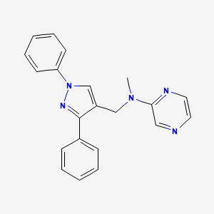 molecular formula C21H19N5 B7462883 N-[(1,3-diphenylpyrazol-4-yl)methyl]-N-methylpyrazin-2-amine 
