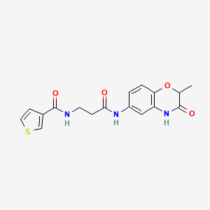 molecular formula C17H17N3O4S B7462894 N-[3-[(2-methyl-3-oxo-4H-1,4-benzoxazin-6-yl)amino]-3-oxopropyl]thiophene-3-carboxamide 