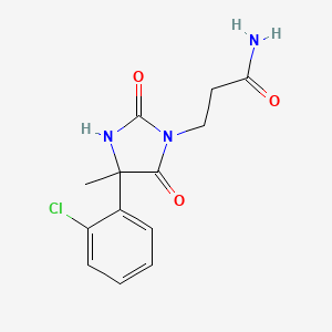 molecular formula C13H14ClN3O3 B7462896 3-[4-(2-Chlorophenyl)-4-methyl-2,5-dioxoimidazolidin-1-yl]propanamide 