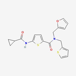 molecular formula C19H18N2O3S2 B7462903 5-(cyclopropanecarbonylamino)-N-(furan-2-ylmethyl)-N-(thiophen-2-ylmethyl)thiophene-2-carboxamide 