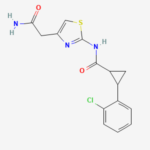 molecular formula C15H14ClN3O2S B7462908 N-[4-(2-amino-2-oxoethyl)-1,3-thiazol-2-yl]-2-(2-chlorophenyl)cyclopropane-1-carboxamide 