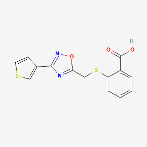 2-[(3-Thiophen-3-yl-1,2,4-oxadiazol-5-yl)methylsulfanyl]benzoic acid