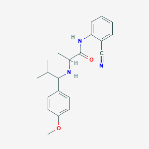 molecular formula C21H25N3O2 B7462930 N-(2-cyanophenyl)-2-[[1-(4-methoxyphenyl)-2-methylpropyl]amino]propanamide 