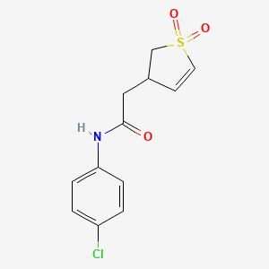molecular formula C12H12ClNO3S B7462936 N-(4-chlorophenyl)-2-(1,1-dioxo-2,3-dihydrothiophen-3-yl)acetamide 