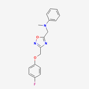 molecular formula C17H16FN3O2 B7462945 N-[[3-[(4-fluorophenoxy)methyl]-1,2,4-oxadiazol-5-yl]methyl]-N-methylaniline 