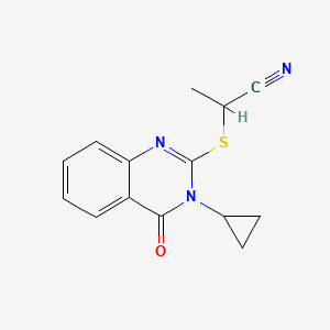 molecular formula C14H13N3OS B7462959 2-(3-Cyclopropyl-4-oxoquinazolin-2-yl)sulfanylpropanenitrile 