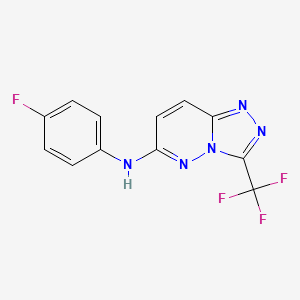 molecular formula C12H7F4N5 B7462983 N-(4-fluorophenyl)-3-(trifluoromethyl)[1,2,4]triazolo[4,3-b]pyridazin-6-amine 