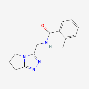 molecular formula C14H16N4O B7463072 N-(6,7-dihydro-5H-pyrrolo[2,1-c][1,2,4]triazol-3-ylmethyl)-2-methylbenzamide 