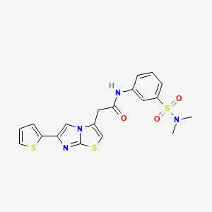 molecular formula C19H18N4O3S3 B7463083 N-[3-(dimethylsulfamoyl)phenyl]-2-(6-thiophen-2-ylimidazo[2,1-b][1,3]thiazol-3-yl)acetamide 