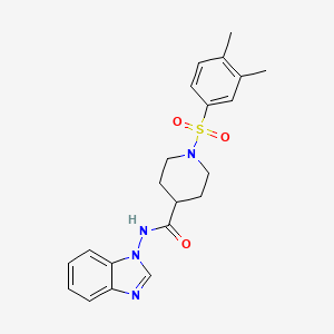 molecular formula C21H24N4O3S B7463088 N-(benzimidazol-1-yl)-1-(3,4-dimethylphenyl)sulfonylpiperidine-4-carboxamide 