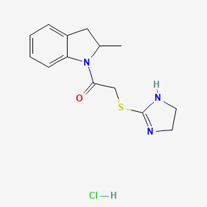 molecular formula C14H18ClN3OS B7463202 2-(4,5-dihydro-1H-imidazol-2-ylsulfanyl)-1-(2-methyl-2,3-dihydroindol-1-yl)ethanone;hydrochloride 