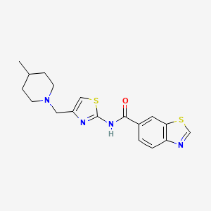 N-[4-[(4-methylpiperidin-1-yl)methyl]-1,3-thiazol-2-yl]-1,3-benzothiazole-6-carboxamide