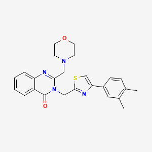 3-[[4-(3,4-Dimethylphenyl)-1,3-thiazol-2-yl]methyl]-2-(morpholin-4-ylmethyl)quinazolin-4-one