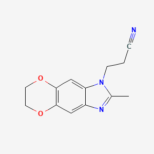 molecular formula C13H13N3O2 B7463235 3-(2-Methyl-6,7-dihydro-[1,4]dioxino[2,3-f]benzimidazol-3-yl)propanenitrile 