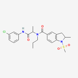 molecular formula C23H28ClN3O4S B7463241 N-[1-(3-chloroanilino)-1-oxopropan-2-yl]-2-methyl-1-methylsulfonyl-N-propyl-2,3-dihydroindole-5-carboxamide 