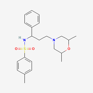 molecular formula C22H30N2O3S B7463274 N-[3-(2,6-dimethylmorpholin-4-yl)-1-phenylpropyl]-4-methylbenzenesulfonamide 