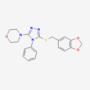 molecular formula C20H20N4O3S B7463293 4-[5-(1,3-Benzodioxol-5-ylmethylsulfanyl)-4-phenyl-1,2,4-triazol-3-yl]morpholine 
