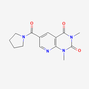 molecular formula C14H16N4O3 B7463340 1,3-Dimethyl-6-(pyrrolidine-1-carbonyl)pyrido[2,3-d]pyrimidine-2,4-dione 