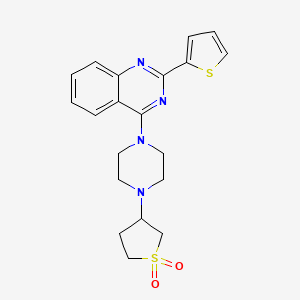 molecular formula C20H22N4O2S2 B7463360 3-[4-(2-Thiophen-2-ylquinazolin-4-yl)piperazin-1-yl]thiolane 1,1-dioxide 