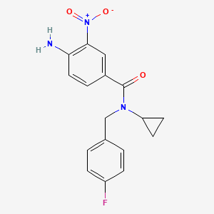 molecular formula C17H16FN3O3 B7463367 4-amino-N-cyclopropyl-N-[(4-fluorophenyl)methyl]-3-nitrobenzamide 