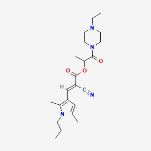 molecular formula C22H32N4O3 B7463421 [1-(4-ethylpiperazin-1-yl)-1-oxopropan-2-yl] (E)-2-cyano-3-(2,5-dimethyl-1-propylpyrrol-3-yl)prop-2-enoate 