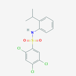 molecular formula C15H14Cl3NO2S B7463480 2,4,5-trichloro-N-[2-(propan-2-yl)phenyl]benzene-1-sulfonamide 