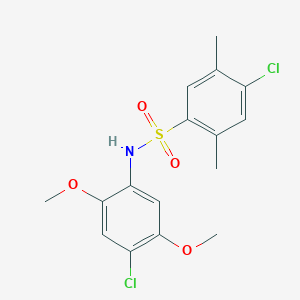 molecular formula C16H17Cl2NO4S B7463488 4-chloro-N-(4-chloro-2,5-dimethoxyphenyl)-2,5-dimethylbenzenesulfonamide 