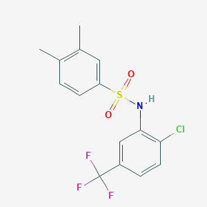molecular formula C15H13ClF3NO2S B7463500 N-[2-chloro-5-(trifluoromethyl)phenyl]-3,4-dimethylbenzenesulfonamide 