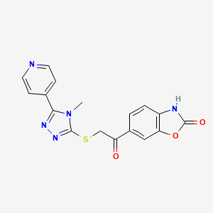 molecular formula C17H13N5O3S B7463528 6-[2-[(4-methyl-5-pyridin-4-yl-1,2,4-triazol-3-yl)sulfanyl]acetyl]-3H-1,3-benzoxazol-2-one 