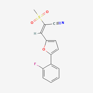 molecular formula C14H10FNO3S B7463557 (E)-3-[5-(2-fluorophenyl)furan-2-yl]-2-methylsulfonylprop-2-enenitrile 