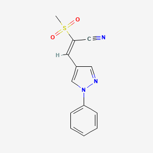 molecular formula C13H11N3O2S B7463570 (E)-2-methylsulfonyl-3-(1-phenylpyrazol-4-yl)prop-2-enenitrile 