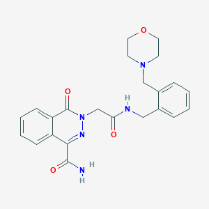 molecular formula C23H25N5O4 B7463571 3-[2-[[2-(Morpholin-4-ylmethyl)phenyl]methylamino]-2-oxoethyl]-4-oxophthalazine-1-carboxamide 
