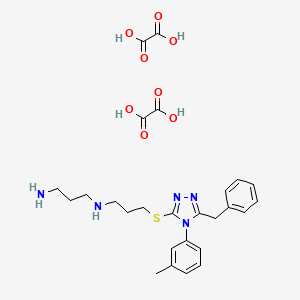 N'-[3-[[5-benzyl-4-(3-methylphenyl)-1,2,4-triazol-3-yl]sulfanyl]propyl]propane-1,3-diamine;oxalic acid