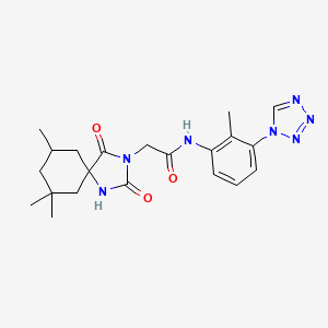 molecular formula C21H27N7O3 B7463647 N-[2-methyl-3-(tetrazol-1-yl)phenyl]-2-(7,7,9-trimethyl-2,4-dioxo-1,3-diazaspiro[4.5]decan-3-yl)acetamide 