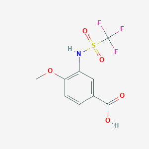 molecular formula C9H8F3NO5S B7463659 4-Methoxy-3-(trifluoromethylsulfonylamino)benzoic acid 