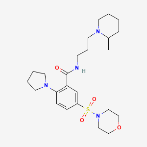 molecular formula C24H38N4O4S B7463673 N-[3-(2-methylpiperidin-1-yl)propyl]-5-morpholin-4-ylsulfonyl-2-pyrrolidin-1-ylbenzamide 