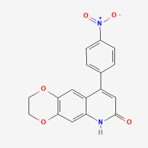 molecular formula C17H12N2O5 B7463715 9-(4-nitrophenyl)-3,6-dihydro-2H-[1,4]dioxino[2,3-g]quinolin-7-one 