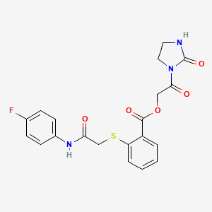 [2-Oxo-2-(2-oxoimidazolidin-1-yl)ethyl] 2-[2-(4-fluoroanilino)-2-oxoethyl]sulfanylbenzoate