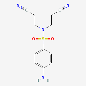 molecular formula C12H14N4O2S B7463794 4-Amino-N,N-bis-(2-cyano-ethyl)-benzenesulfonamide 