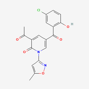 3-Acetyl-5-(5-chloro-2-hydroxybenzoyl)-1-(5-methyl-1,2-oxazol-3-yl)pyridin-2-one