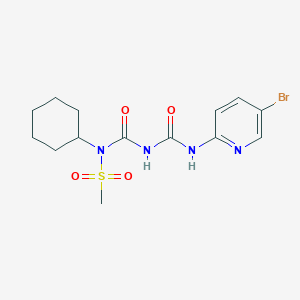molecular formula C14H19BrN4O4S B7463836 3-[(5-Bromopyridin-2-yl)carbamoyl]-1-cyclohexyl-1-methylsulfonylurea 