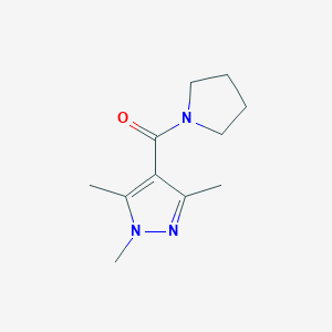 molecular formula C11H17N3O B7463846 Pyrrolidin-1-yl-(1,3,5-trimethylpyrazol-4-yl)methanone 