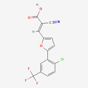 molecular formula C15H7ClF3NO3 B7463853 (E)-3-[5-[2-chloro-5-(trifluoromethyl)phenyl]furan-2-yl]-2-cyanoprop-2-enoic acid 