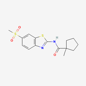 molecular formula C15H18N2O3S2 B7463888 1-methyl-N-(6-methylsulfonyl-1,3-benzothiazol-2-yl)cyclopentane-1-carboxamide 
