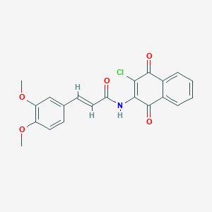 molecular formula C21H16ClNO5 B7463927 (E)-N-(3-chloro-1,4-dioxonaphthalen-2-yl)-3-(3,4-dimethoxyphenyl)prop-2-enamide 