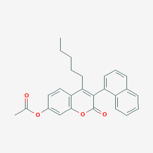 molecular formula C26H24O4 B7463960 (3-Naphthalen-1-yl-2-oxo-4-pentylchromen-7-yl) acetate 