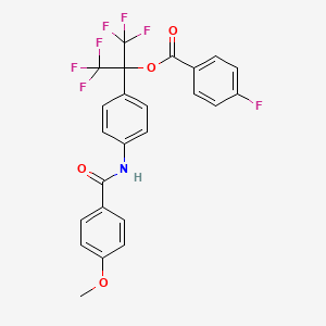 molecular formula C24H16F7NO4 B7464069 [1,1,1,3,3,3-Hexafluoro-2-[4-[(4-methoxybenzoyl)amino]phenyl]propan-2-yl] 4-fluorobenzoate 